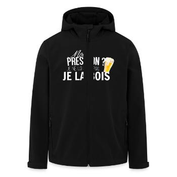 Moi la pression je la subis pas je la bois - Veste softshell homme en polyester recyclé Stanley/Stella - noir - Devant - AI Model Male 185 light (185cm)