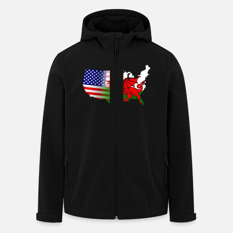 Welsh amerikanische Flagge - Recycelte Männer Softshell-Jacke von Stanley/Stella - Schwarz