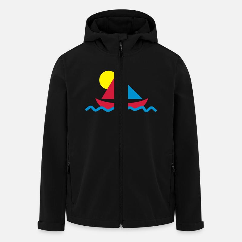 Segelboot mit Sonne - Recycelte Männer Softshell-Jacke von Stanley/Stella - Schwarz