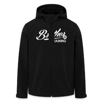 brother in training - Men’s Recycled Softshell Jacket by Stanley/Stella - black - Front - AI Model Male 185 light (185cm)