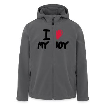 i_love_my_boy - Men’s Recycled Softshell Jacket by Stanley/Stella - black - Front - AI Model Male 185 light (185cm)
