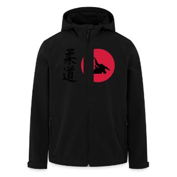 Judo - Men’s Recycled Softshell Jacket by Stanley/Stella - black - Front - AI Model Male 185 light (185cm)