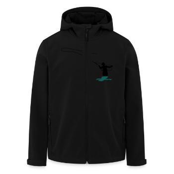 fly fishing - Men’s Recycled Softshell Jacket by Stanley/Stella - black - Front - AI Model Male 185 light (185cm)