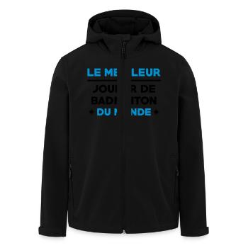 Badminton / Badiste / Tennis / Raquette / Sport - Veste softshell homme en polyester recyclé Stanley/Stella - noir - Devant - AI Model Male 185 light (185cm)