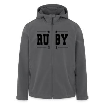 rugby is life 1 - Men’s Recycled Softshell Jacket by Stanley/Stella - black - Front - AI Model Male 185 light (185cm)