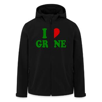 I love green - Men’s Recycled Softshell Jacket by Stanley/Stella - black - Front - AI Model Male 185 light (185cm)
