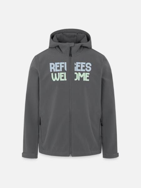Refugees welcome retro - Men’s Recycled Softshell Jacket by Stanley/Stella - black