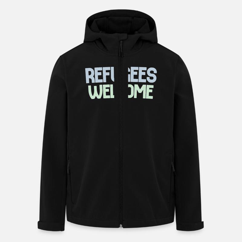 Les réfugiés accueillent rétro - Veste softshell homme en polyester recyclé Stanley/Stella - noir