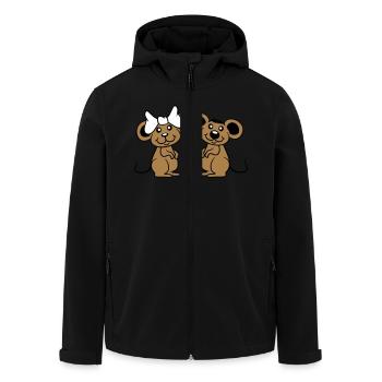 2 souris couple deux amoureux Saint-Valentin femme homme - Veste softshell homme en polyester recyclé Stanley/Stella - noir - Devant - AI Model Male 185 light (185cm)
