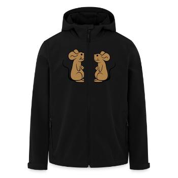 2 Mäuse Paar Verliebt Valentinstag Nasen berühren - Recycelte Männer Softshell-Jacke von Stanley/Stella - Schwarz - Vorne - AI Model Male 185 light (185cm)