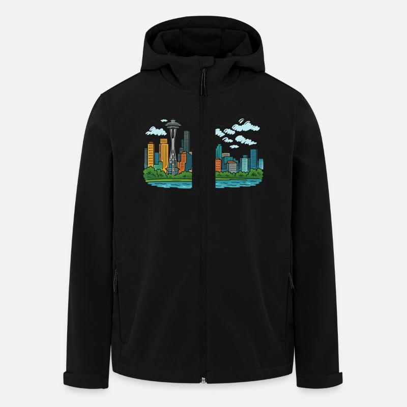 Ville de Seattle - Veste softshell homme en polyester recyclé Stanley/Stella - noir