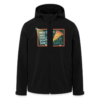 Lustiges Mathelehrer Design Pizza & Probleme lösen - Recycelte Männer Softshell-Jacke von Stanley/Stella - Schwarz - Vorne - AI Model Male 185 light (185cm)