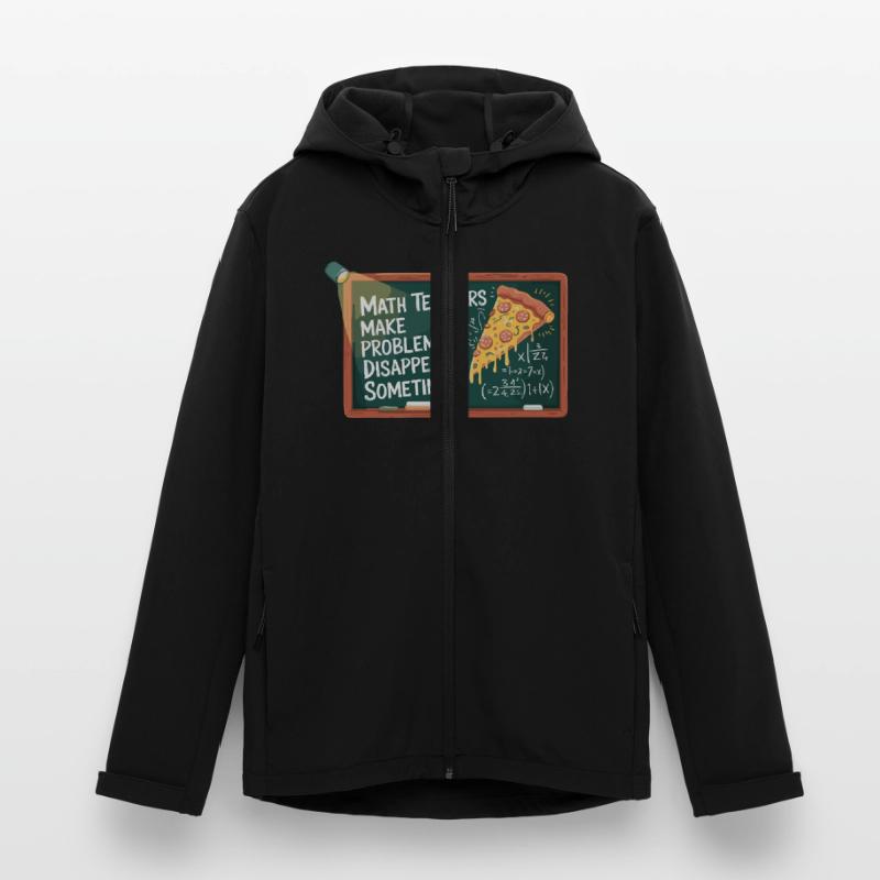 Funny Math Teacher Design Pizza & Problem Solving Men’s Recycled Softshell Jacket by Stanley/Stella
