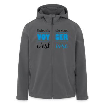Voyager c'est vivre - Veste softshell homme en polyester recyclé Stanley/Stella - noir - Devant - AI Model Male 185 light (185cm)