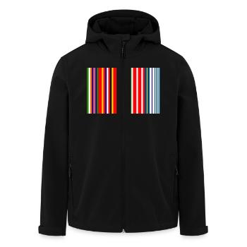 Europe Barcode Flag - Men’s Recycled Softshell Jacket by Stanley/Stella - black - Front - AI Model Male 185 light (185cm)