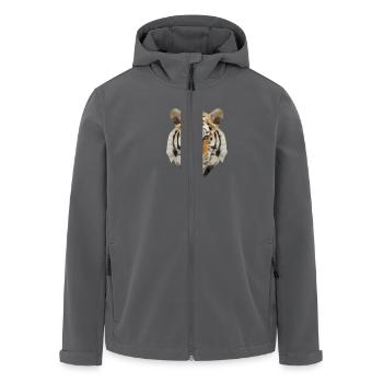 Low Poly Tiger - Recycelte Männer Softshell-Jacke von Stanley/Stella - Schwarz - Vorne - AI Model Male 185 light (185cm)