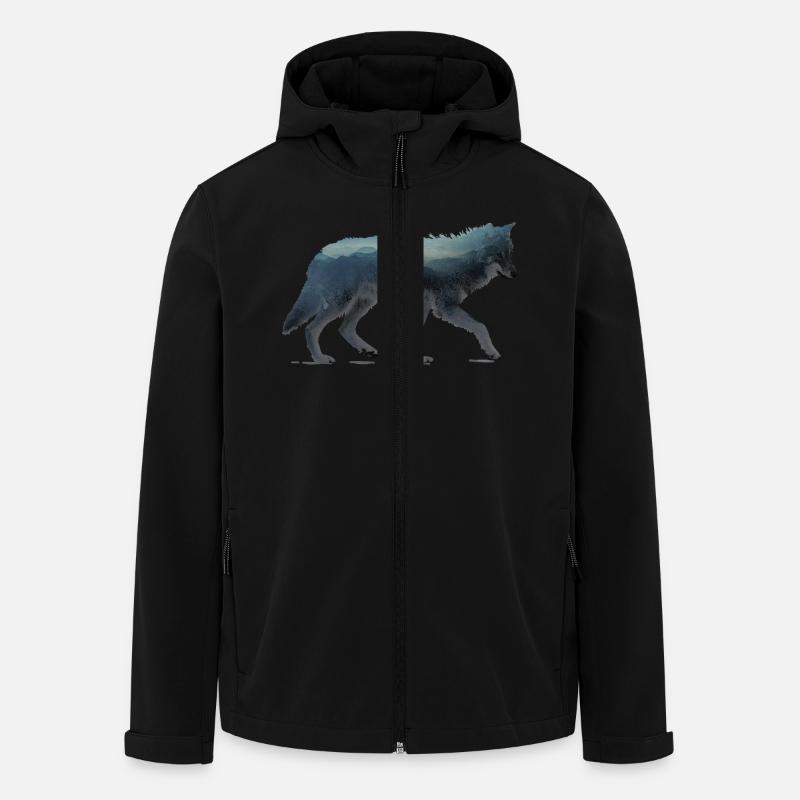 loup Aquarell - Veste softshell homme en polyester recyclé Stanley/Stella - noir