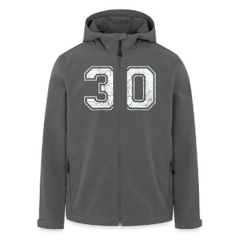 30 in white in the used look - Men’s Recycled Softshell Jacket by Stanley/Stella - black - Front - AI Model Male 185 light (185cm)