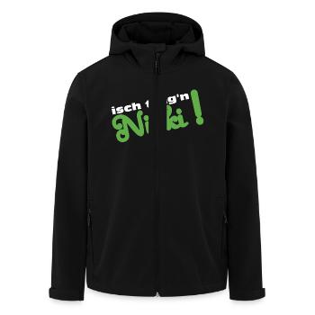 isch trag'n nikki - Recycelte Männer Softshell-Jacke von Stanley/Stella - Schwarz - Vorne - AI Model Male 185 light (185cm)
