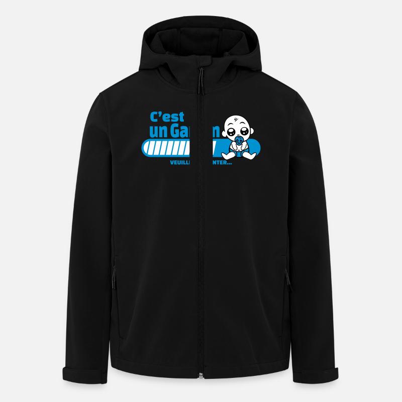 annonce grossesse - c'est un garçon - Veste softshell homme en polyester recyclé Stanley/Stella - noir