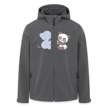 Elephant and Panda playing with ball - Men’s Recycled Softshell Jacket by Stanley/Stella - black - Front - AI Model Male 185 light (185cm)