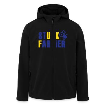 STUCK FARMER BLUE YELLOW - Men’s Recycled Softshell Jacket by Stanley/Stella - black - Front - AI Model Male 185 light (185cm)