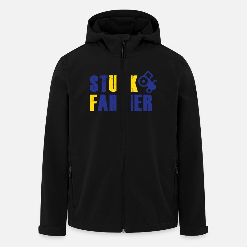 STUCK FARMER BLUE YELLOW - Men’s Recycled Softshell Jacket by Stanley/Stella - black