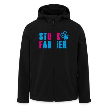 STUCK FARMER BLUE PINK - Men’s Recycled Softshell Jacket by Stanley/Stella - black - Front - AI Model Male 185 light (185cm)