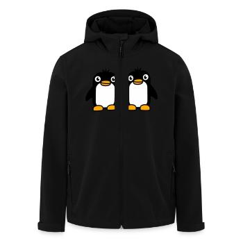2 Pinguine Pärchen Händchen haltenverliebt Freunde - Recycelte Männer Softshell-Jacke von Stanley/Stella - Schwarz - Vorne - AI Model Male 185 light (185cm)