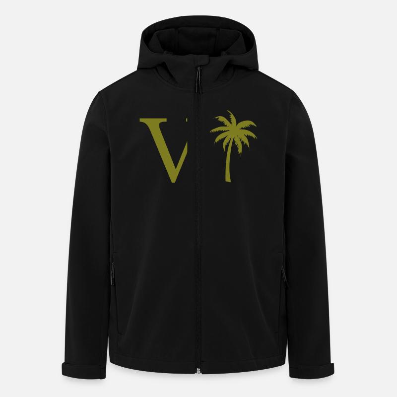 Lettre v vert Palm - Veste softshell homme en polyester recyclé Stanley/Stella - noir