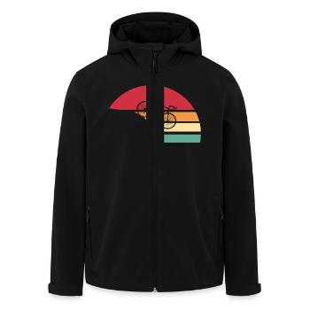Mountainbike Retro Downhill Fahrrad - Recycelte Männer Softshell-Jacke von Stanley/Stella - Schwarz - Vorne - AI Model Male 185 light (185cm)