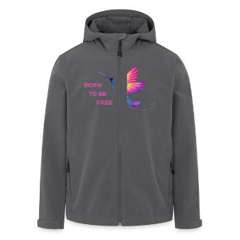 Né pour être libre, LGBTQ+, Arc-en-ciel, Liberté - Veste softshell homme en polyester recyclé Stanley/Stella - noir - Devant - AI Model Male 185 light (185cm)