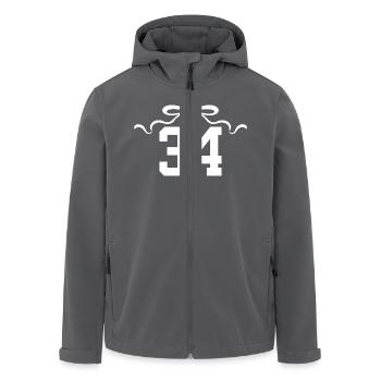Numéro 34 noeud - 34e anniversaire - Veste softshell homme en polyester recyclé Stanley/Stella - noir - Devant - AI Model Male 185 light (185cm)