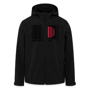 Restricted Sun, Dim. restreint, code à barres. - Veste softshell homme en polyester recyclé Stanley/Stella - noir - Devant - AI Model Male 185 light (185cm)