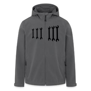 wrench - Men’s Recycled Softshell Jacket by Stanley/Stella - black - Front - AI Model Male 185 light (185cm)