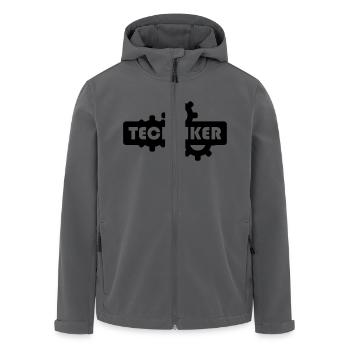 technician - Men’s Recycled Softshell Jacket by Stanley/Stella - black - Front - AI Model Male 185 light (185cm)