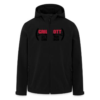 Grillgott - es kann nur einen geben - Recycelte Männer Softshell-Jacke von Stanley/Stella - Schwarz - Vorne - AI Model Male 185 light (185cm)