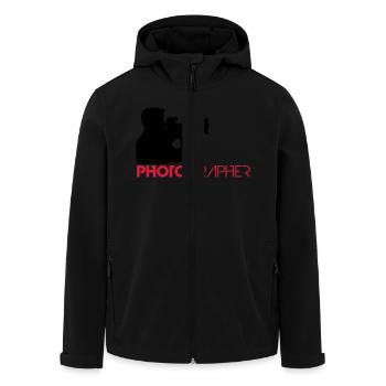 Photographer Text Logo Design - Recycelte Männer Softshell-Jacke von Stanley/Stella - Schwarz - Vorne - AI Model Male 185 light (185cm)