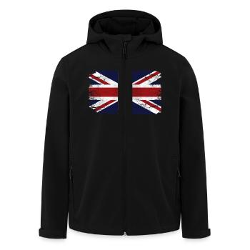 Union Jack - UK Flag - Vintage Look - Recycelte Männer Softshell-Jacke von Stanley/Stella - Schwarz - Vorne - AI Model Male 185 light (185cm)