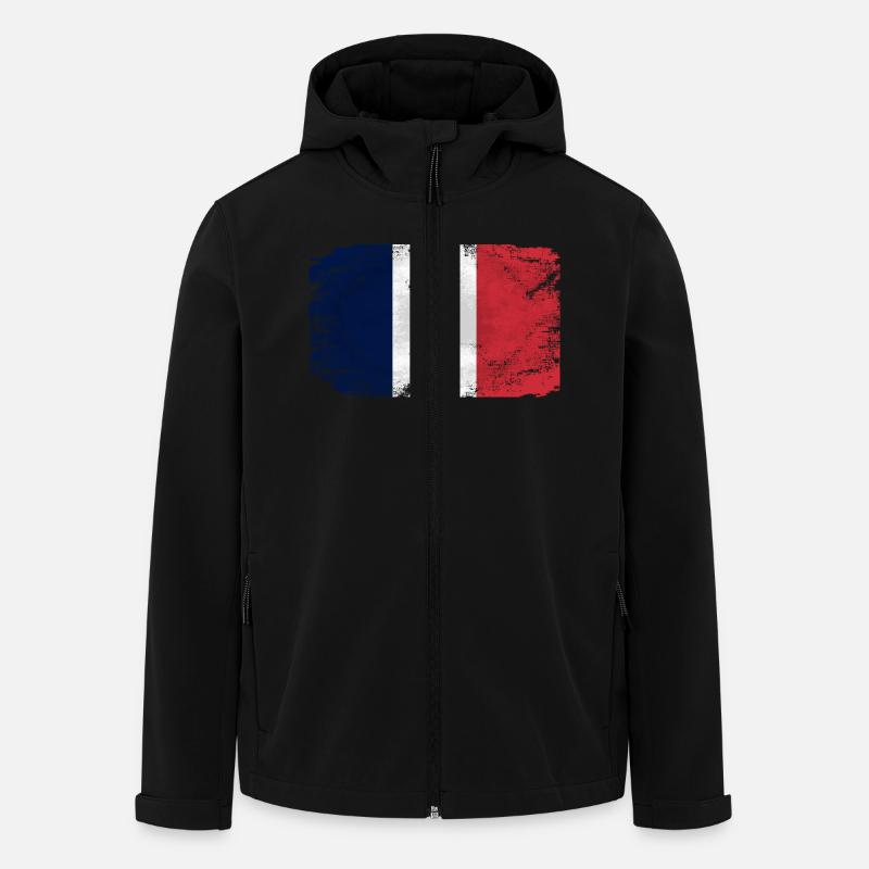 France Flag - Vintage Look - Recycelte Männer Softshell-Jacke von Stanley/Stella - Schwarz