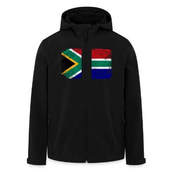 South Africa Flag - Vintage Look - Recycelte Männer Softshell-Jacke von Stanley/Stella - Schwarz - Vorne - AI Model Male 185 light (185cm)