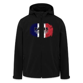 Paris - France Flag - Vintage Look - Recycelte Männer Softshell-Jacke von Stanley/Stella - Schwarz - Vorne - AI Model Male 185 light (185cm)