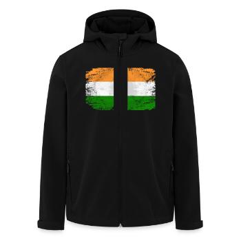 India Flag - Vintage Look - Recycelte Männer Softshell-Jacke von Stanley/Stella - Schwarz - Vorne - AI Model Male 185 light (185cm)