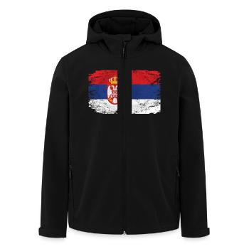 Serbia Flag - Vintage Look - Recycelte Männer Softshell-Jacke von Stanley/Stella - Schwarz - Vorne - AI Model Male 185 light (185cm)