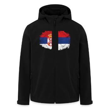 Serbia Flag - Vintage Look - Recycelte Männer Softshell-Jacke von Stanley/Stella - Schwarz - Vorne - AI Model Male 185 light (185cm)