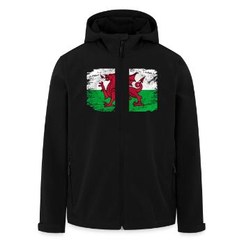 Wales Flag - Vintage Look - Recycelte Männer Softshell-Jacke von Stanley/Stella - Schwarz - Vorne - AI Model Male 185 light (185cm)