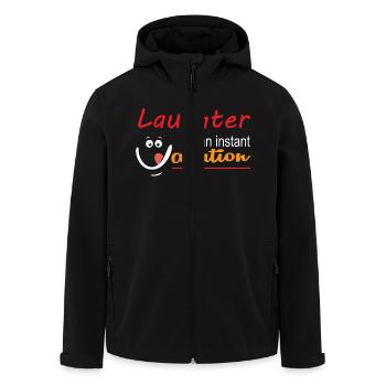 Lachen ist ein Kurzurlaub - Recycelte Männer Softshell-Jacke von Stanley/Stella - Schwarz - Vorne - AI Model Male 185 light (185cm)
