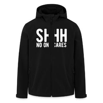 Shhh No One Cares - Men’s Recycled Softshell Jacket by Stanley/Stella - black - Front - AI Model Male 185 light (185cm)
