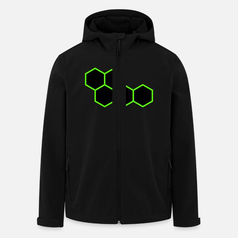 Hexagones - Veste softshell homme en polyester recyclé Stanley/Stella - noir