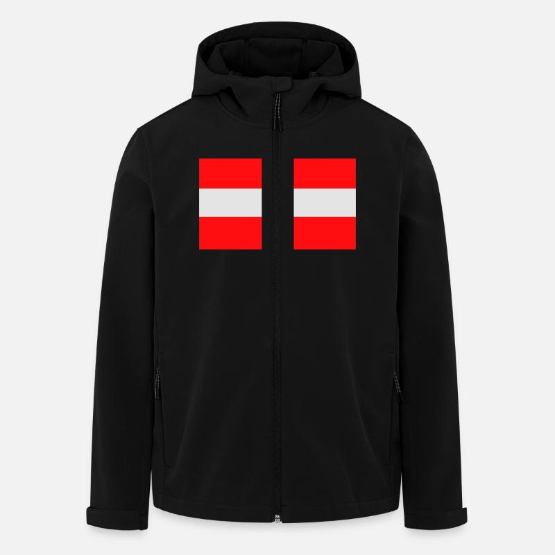 Autriche, Autriche, drapeau, drapeau - Veste softshell homme en polyester recyclé Stanley/Stella - noir